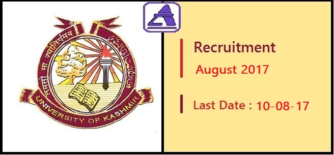 Jobs at University of Kashmir. Last date 10-08-2017