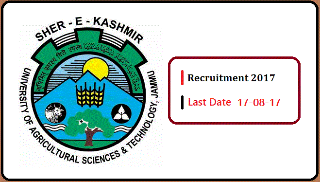 sher e kashmir university agricultural sciences technology 1 SKUAST Recruitment August 2017. Salary upto 25000/-