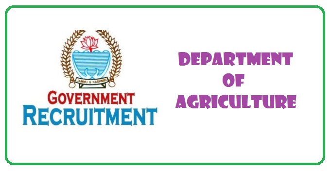 Agriculture Department Recruitment for Various Posts for District & Block Level, J&K