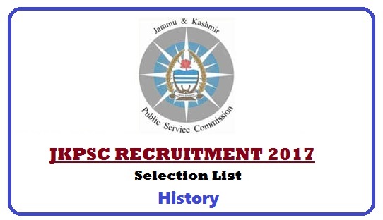 Jammu and Kashmir Public Service Commission : Selection List for the posts of Lecturer 10+2 (History) in School Education Department