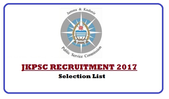 Jammu and Kashmir Public Service Commission : Selection List for the posts of Lecturer 10+2 in School Education Department