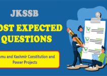 100 Most Expected Questions of JKSSB : Jammu and Kashmir Constitution and Power Projects