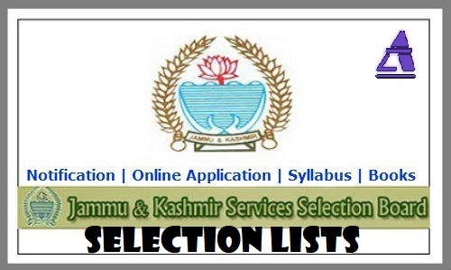 Selection List for the Posts of Teacher : JKSSB