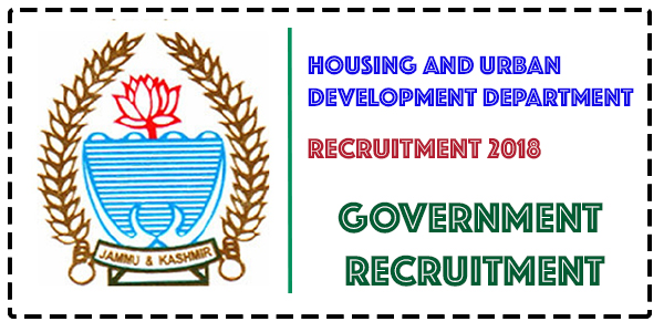 J&K Housing & Urban Development Department JKHUDD Recruitment 2018