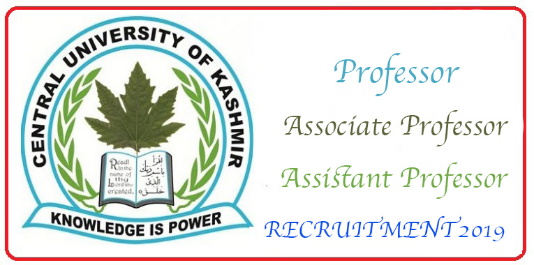 Central University of Kashmir Recruitment for various Teaching Posts
