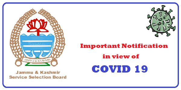 Important Notification from JKSSB in view of COVID-19