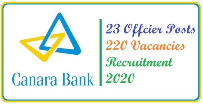 Canara Bank Recruitment 2020 : Specialist Officers in Various Disciplines Scale I, II and III