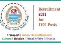 JKSSB Recruitment 2021 | 1700 Fresh Posts Advertised in Various Departments | Apply Now
