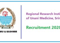 Regional Research Institute of Unani Medicine, Srinagar Recruitment 2020 – Reader Vacancy – Salary 65,000 – Apply Now