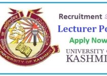 University of Kashmir Walk in Notification for Lecturers Posts in Various Department