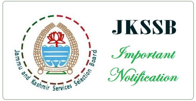 JKSSB Notification regarding various Posts