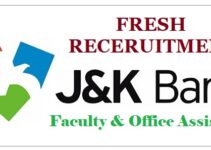 JK Bank Recruitment : Engagement of Faculty and Office Assistant at JKBRSETI