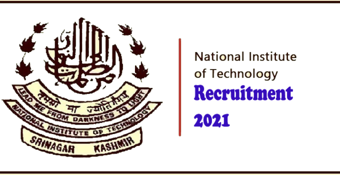 NIT Recruitment October 2021. Apply Now