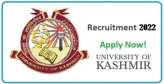 Kashmir University Recruitment November 2022. Apply for Various Posts Online